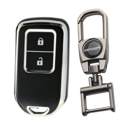 Honda Silver Line TPU Key Cover with Keychain