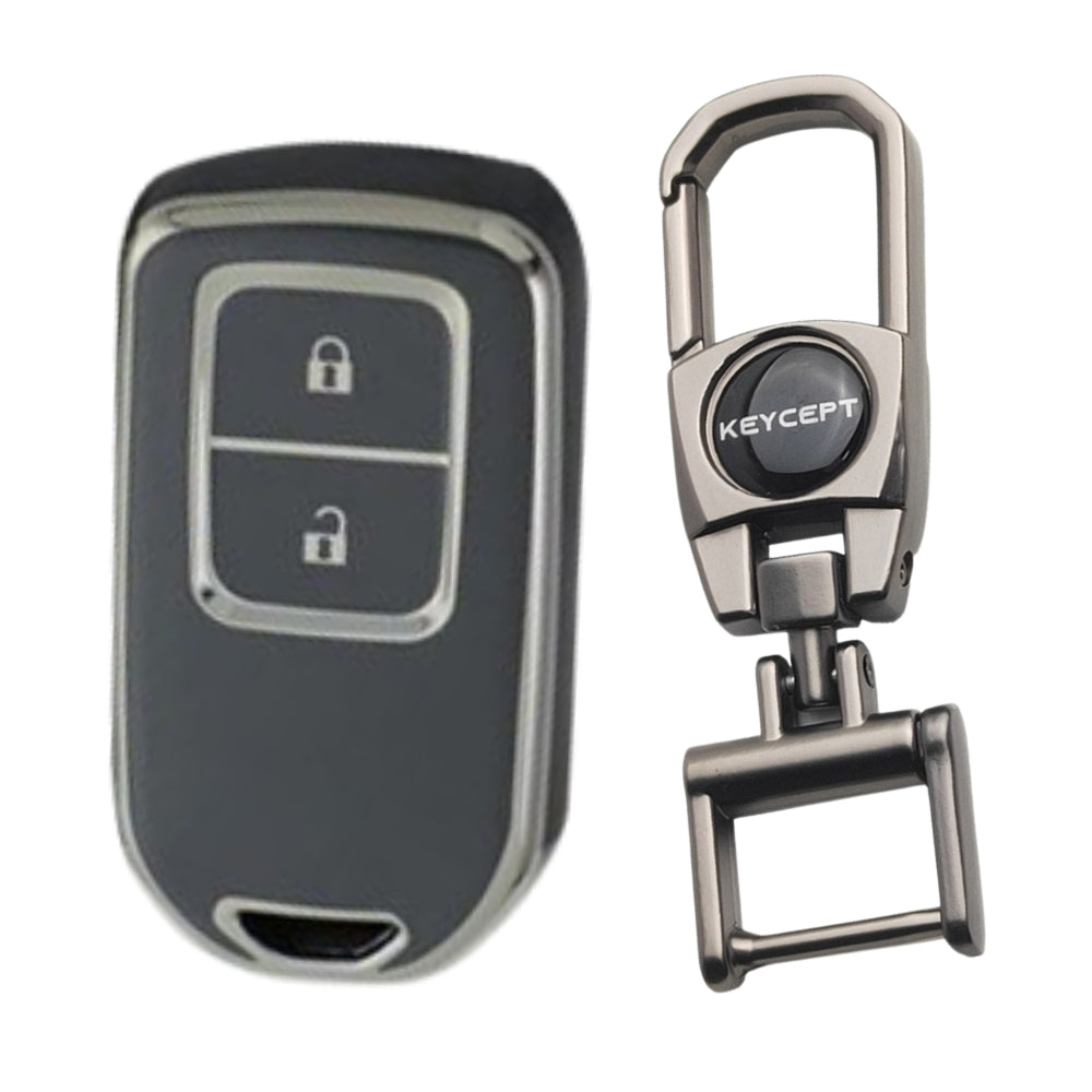 Honda Silver Line TPU Key Cover with Keychain