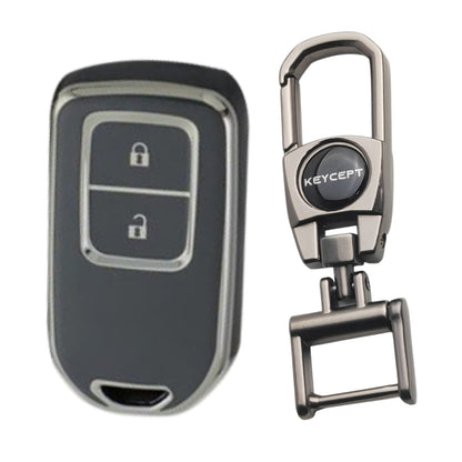 Honda Silver Line TPU Key Cover with Keychain