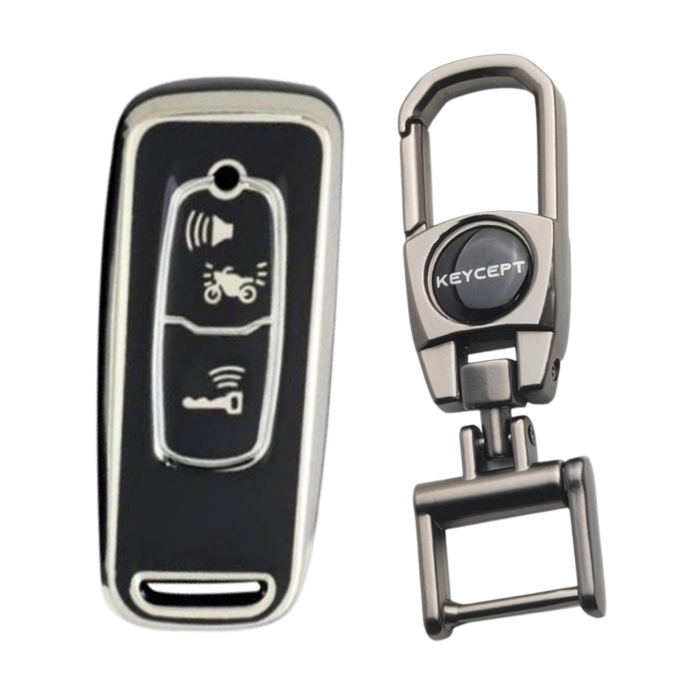 Honda Silver Line TPU Key Cover with Keychain