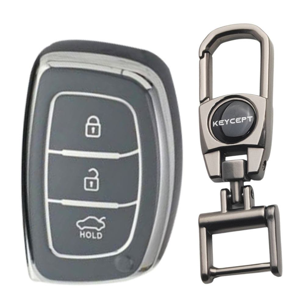 Hyundai Silver Line TPU Key Cover Keychain