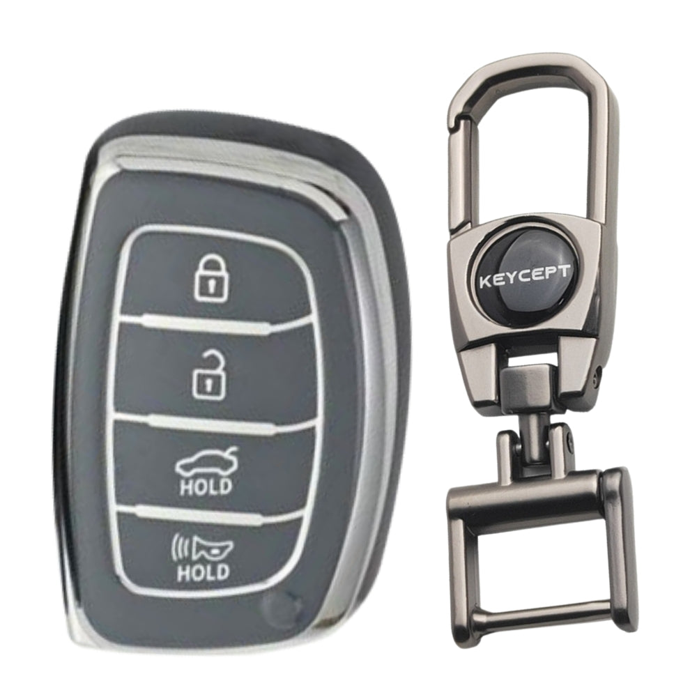 Hyundai Silver Line TPU Key Cover with Keychain