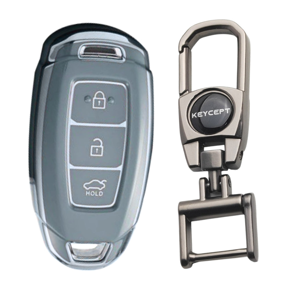 Hyundai Silver Line TPU Cover with Keychain