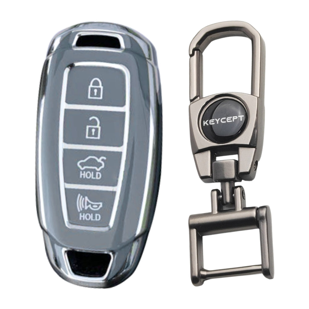 Hyundai Silver Line TPU Key Cover with Keychain