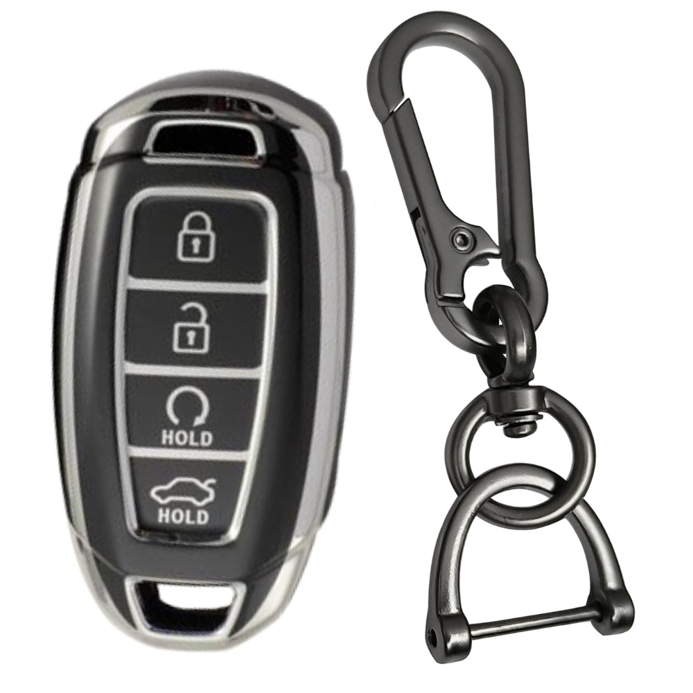 Hyundai Silver Line TPU car Key Cover with Keychain