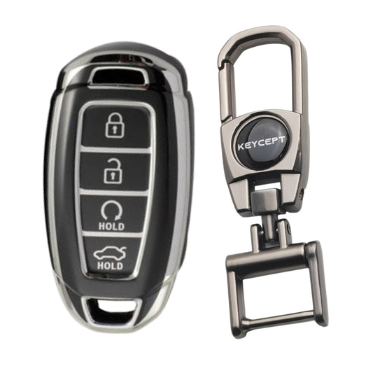 Hyundai Silver Line TPU car Key Cover with Keychain