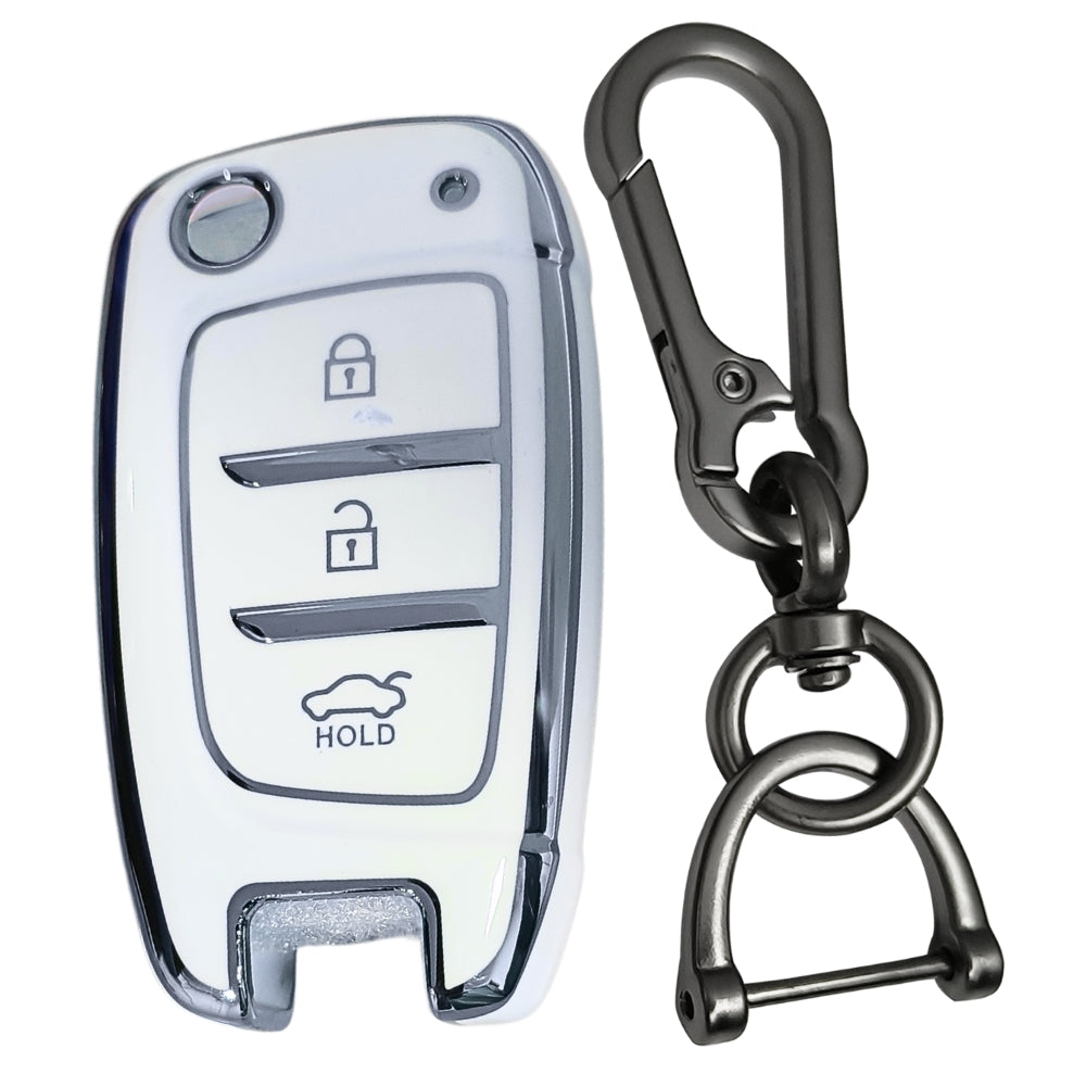 Silver Line TPU Key Cover with Keychain (Type 1).