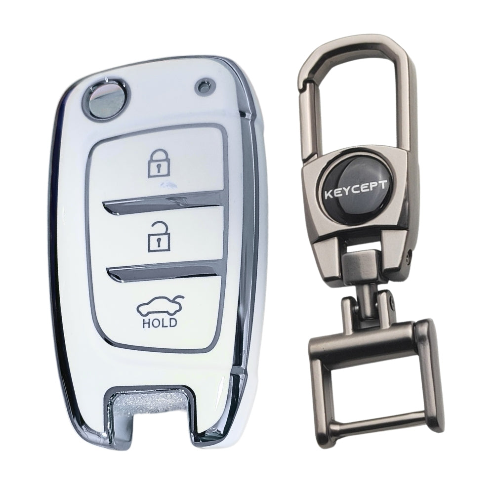 Hyundai Silver Line TPU Key Cover with Keychain