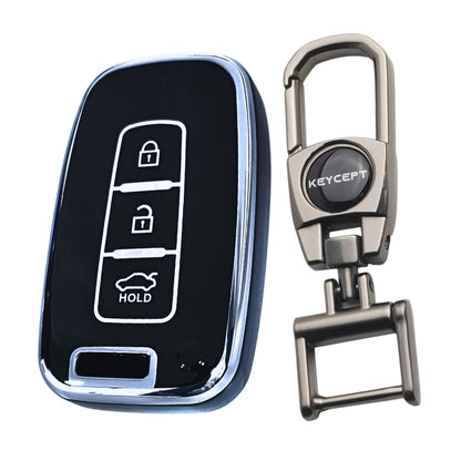 Hyundai Silver Line TPU Key Cover with Keychain