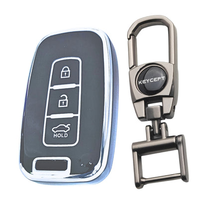 Hyundai Silver Line TPU Key Cover with Keychain