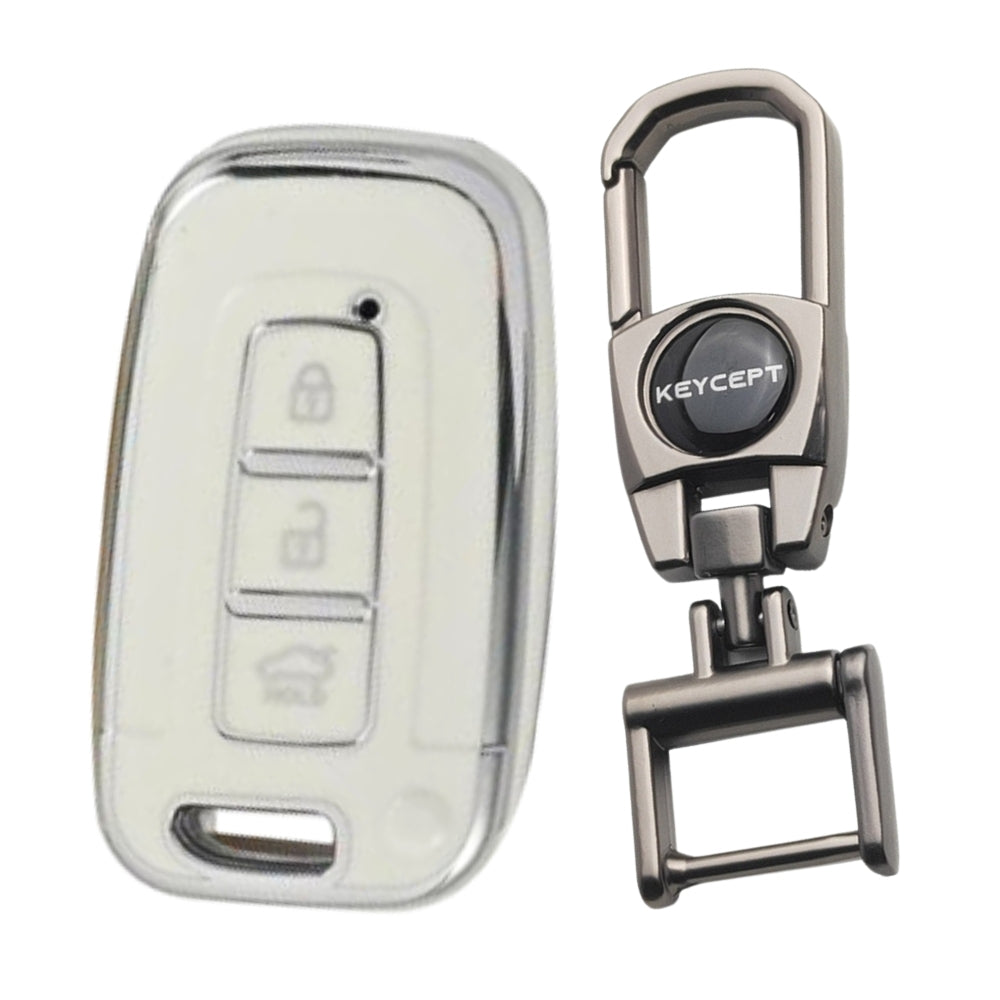 Hyundai Silver Line TPU Key Cover with Keychain