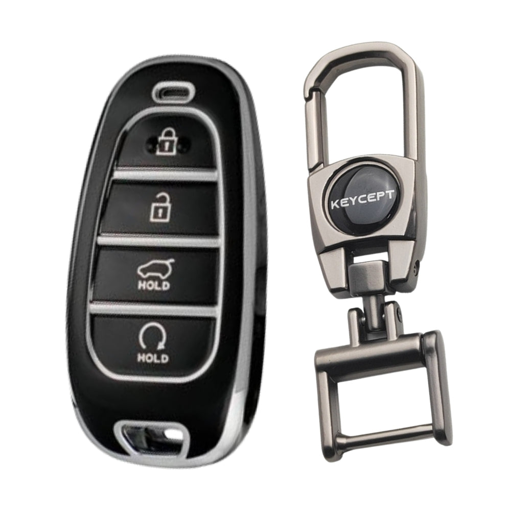 Hyundai Silver Line TPU Key Cover with Keychain