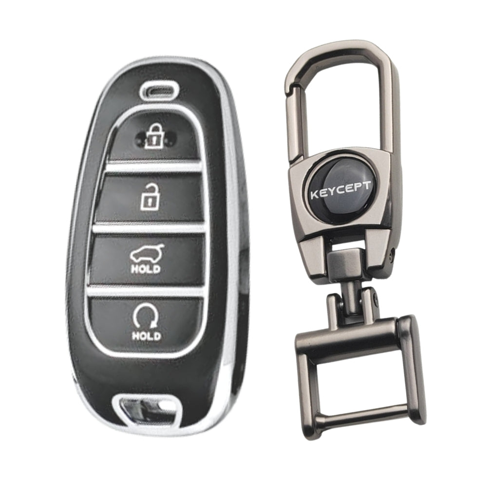 Hyundai Silver Line TPU Key Cover with Keychain