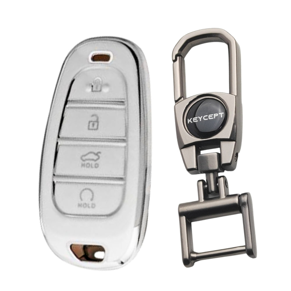 Hyundai Silver Line TPU Key Cover with Keychain