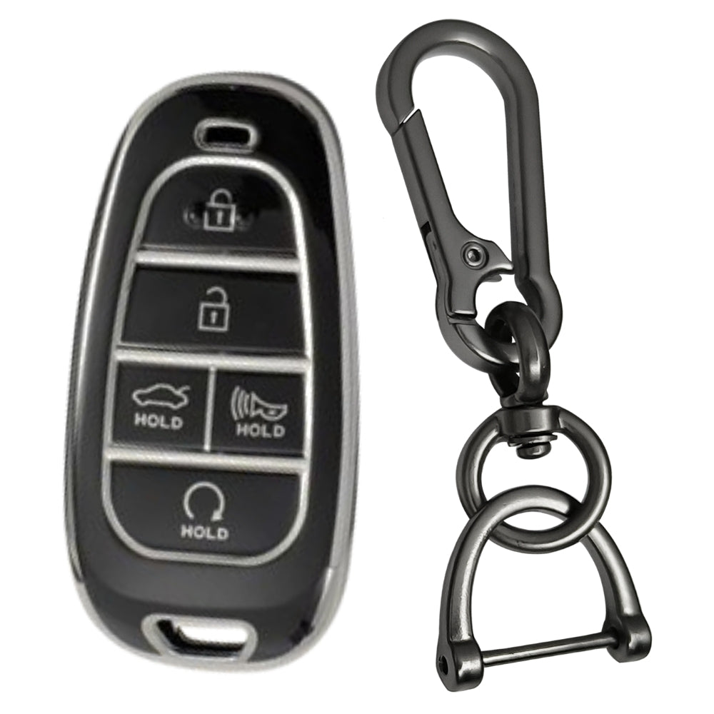 Hyundai Silver Line TPU Key Cover with Keychain