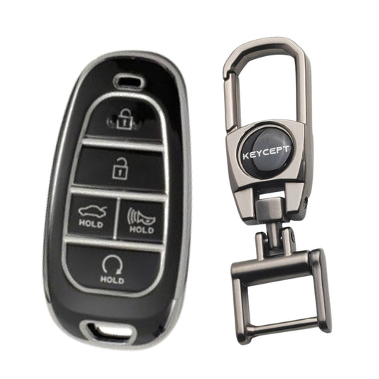 Hyundai Silver Line TPU Key Cover with Keychain