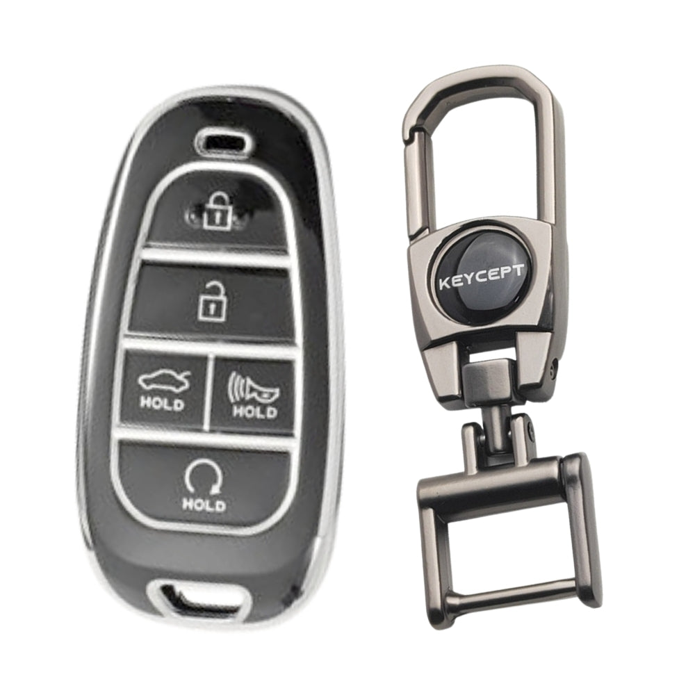 Hyundai Silver Line TPU Key Cover with Keychain