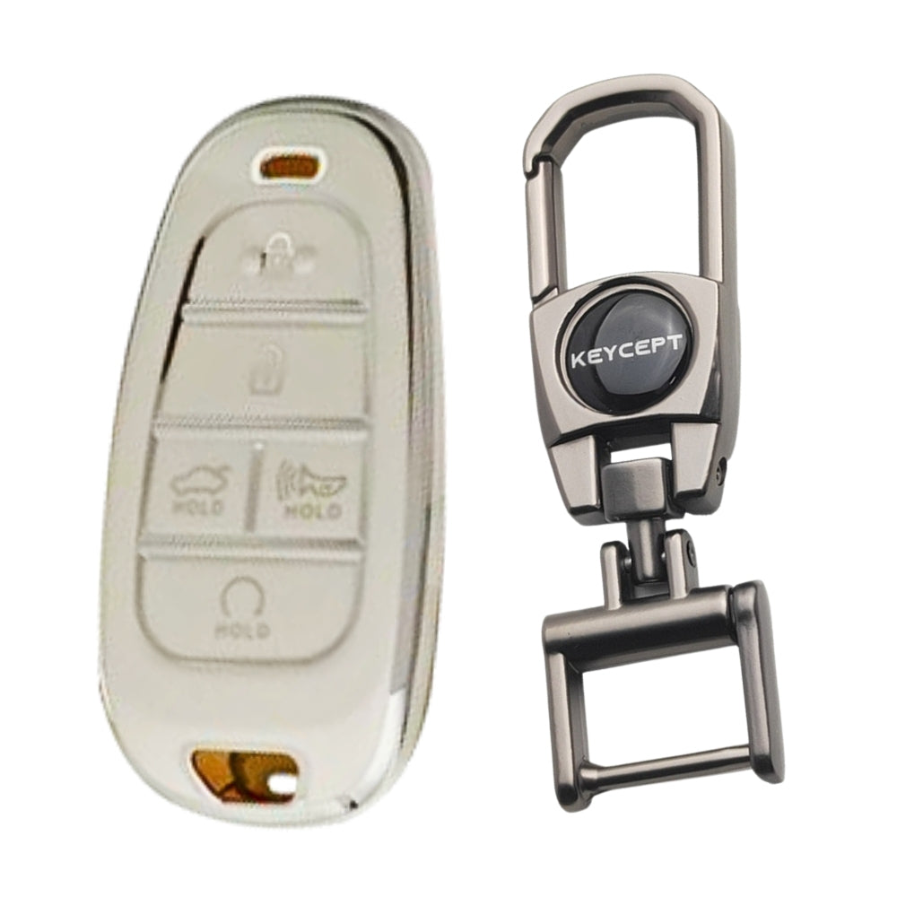 Hyundai Silver Line TPU Key Cover with Keychain