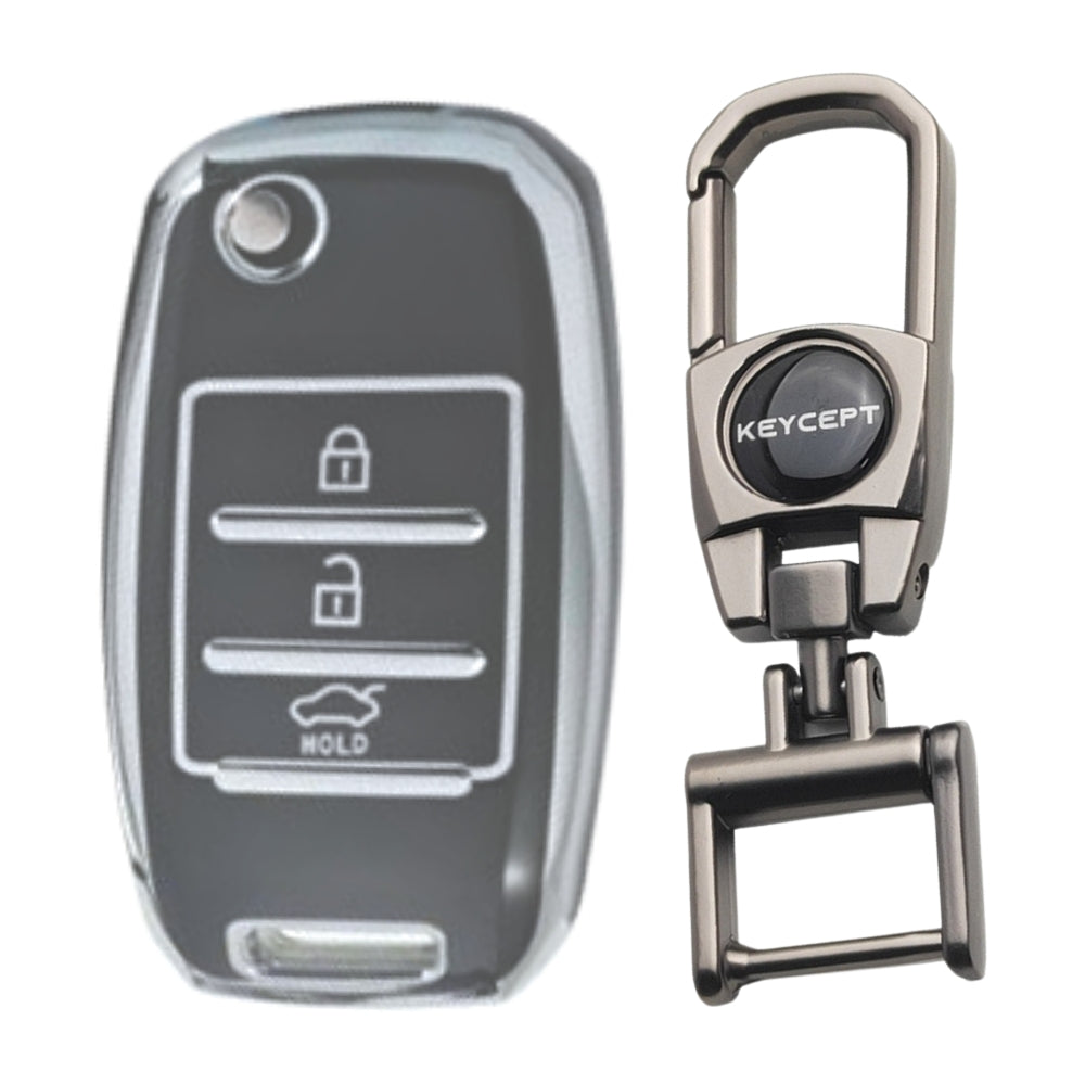 Kia Silver Line TPU Key Cover with Keychain