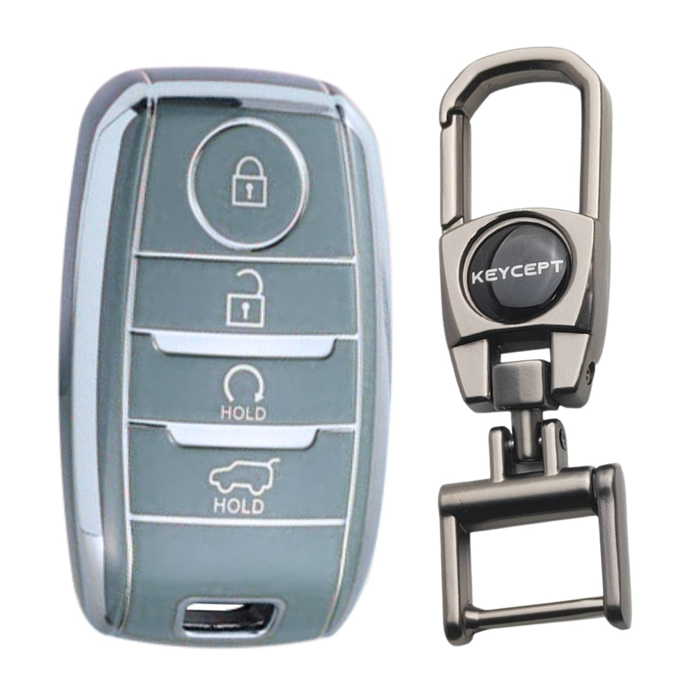 Kia Silver Line TPU Key Cover with Keychain