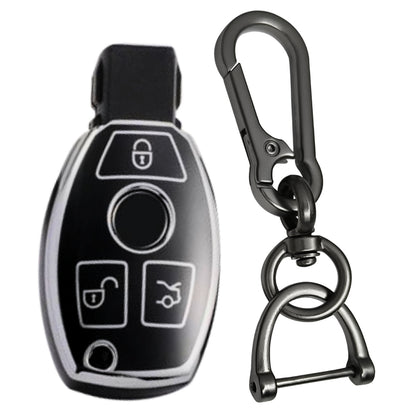 Mercedes Benz Silver Line TPU Key Cover with Keychain