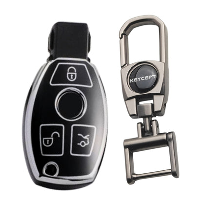 Mercedes Benz Silver Line TPU Key Cover with Keychain