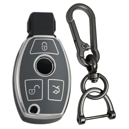 Mercedes Benz Silver Line TPU Key Cover with Keychain