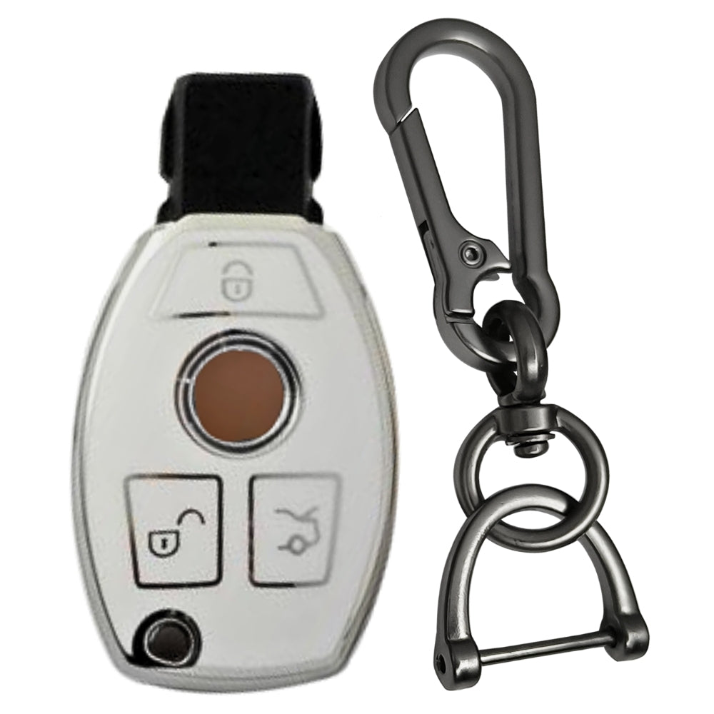 Mercedes Benz Silver Line TPU Key Cover with Keychain