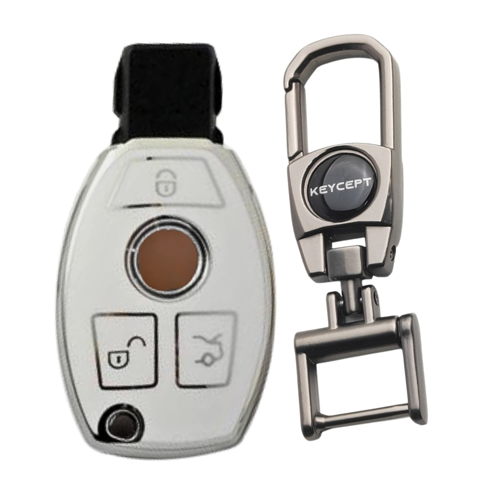 Mercedes Benz Silver Line TPU Key Cover with Keychain