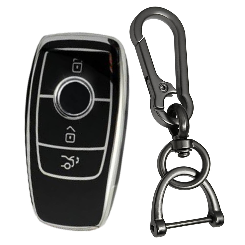 Mercedes Benz Silver Line TPU Key Cover with Keychain