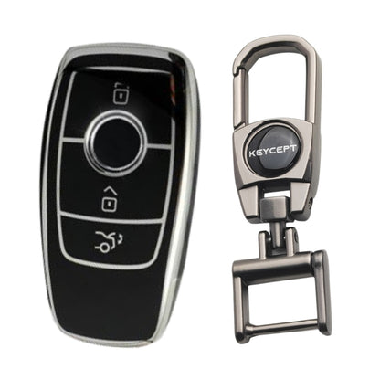 Mercedes Benz Silver Line TPU Key Cover with Keychain