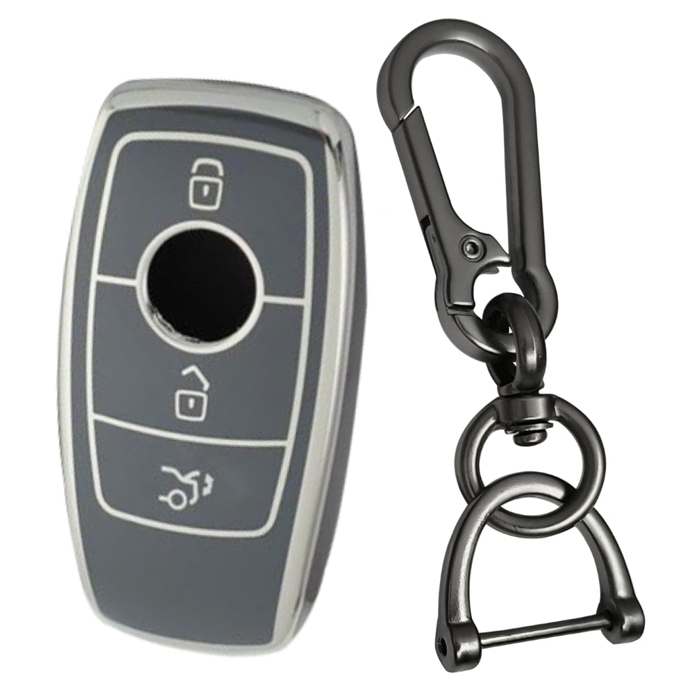 Mercedes Benz Silver Line TPU Key Cover with Keychain