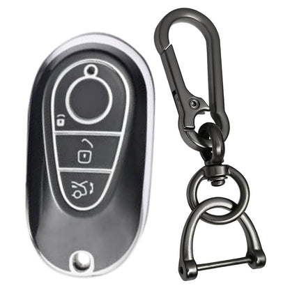 Mercedes Benz Silver Line TPU Key Cover with Keychain