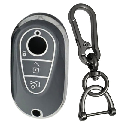 Mercedes Benz Silver Line TPU Key Cover with Keychain