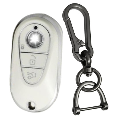 Mercedes Benz Silver Line TPU Key Cover with Keychain