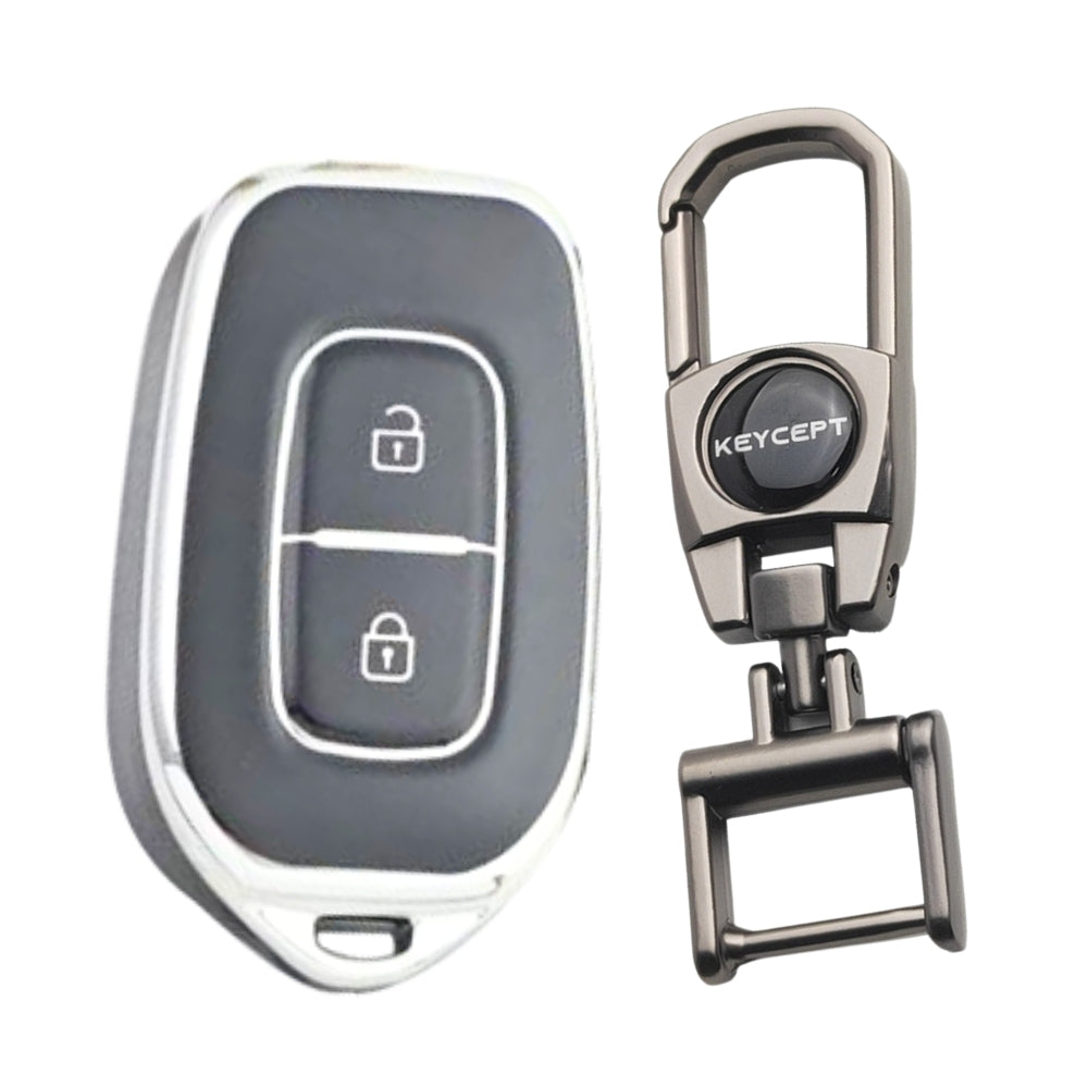 Renault Silver Line TPU Key Cover with Keychain