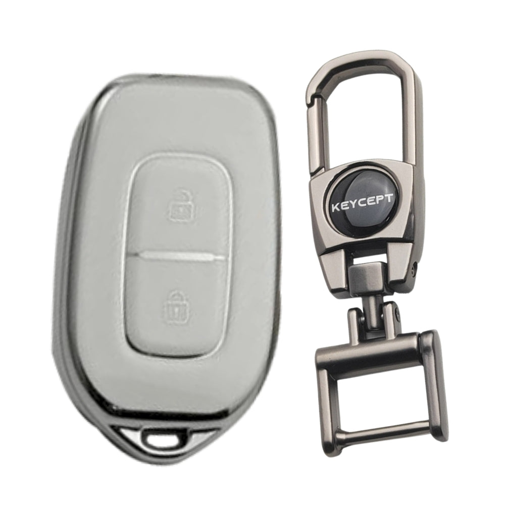 Renault Silver Line TPU Key Cover with Keychain