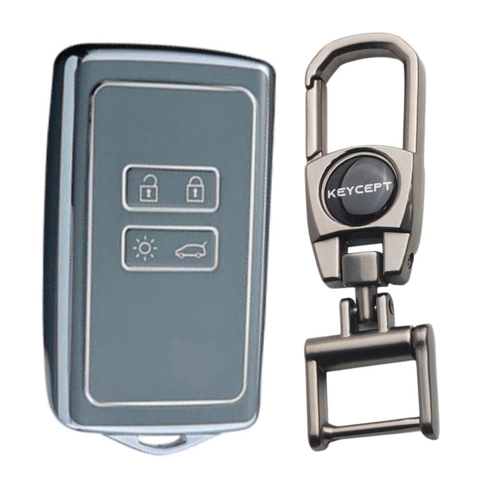 Renault Silver Line TPU Key Cover with Keychain