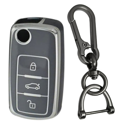 Skoda/ Volkswagen Silver Line TPU Key Cover with Keychain