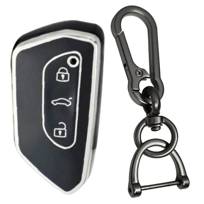 Skoda/Volkswagen Silver Line TPU Key Cover with Keychain