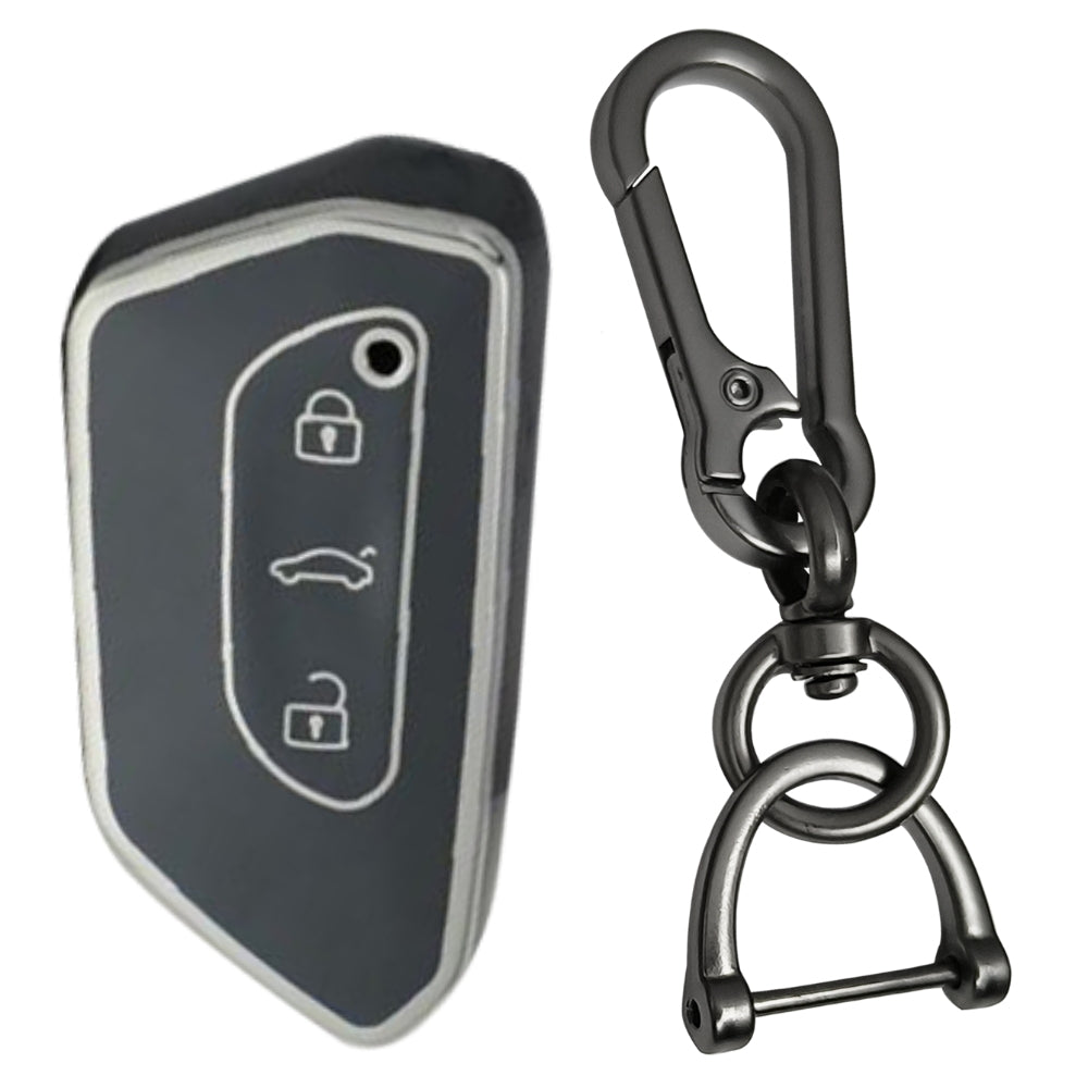 Skoda/Volkswagen Silver Line TPU Key Cover with Keychain