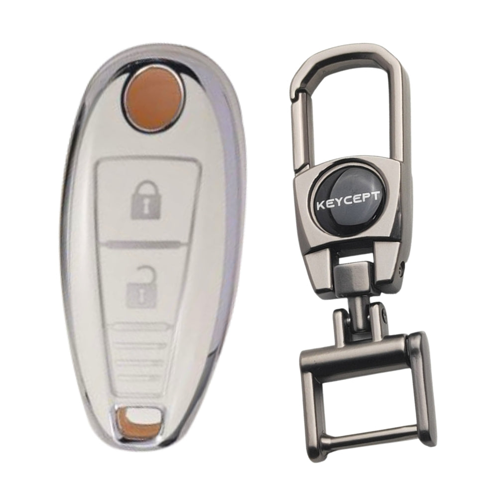 Suzuki Silver Line TPU Key Cover with Keychain