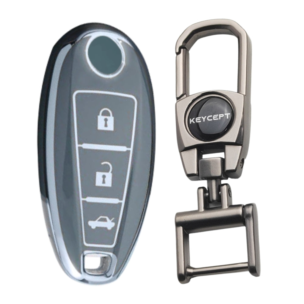 Suzuki Silver Line TPU Key Cover with Keychain