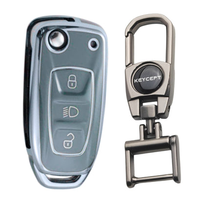 Tata Silver Line TPU Key Cover with Keychain