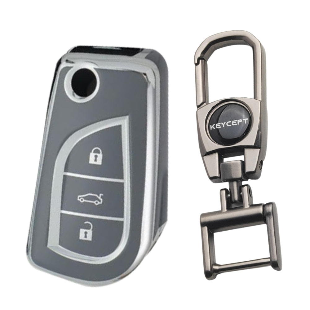 Toyota Silver Line TPU Key Cover with Keychain