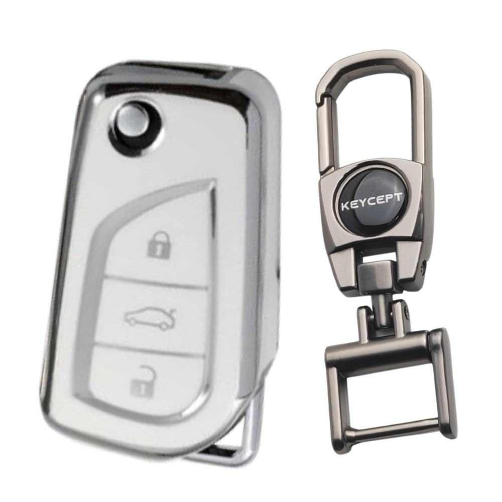 Toyota Silver Line TPU Key Cover with Keychain