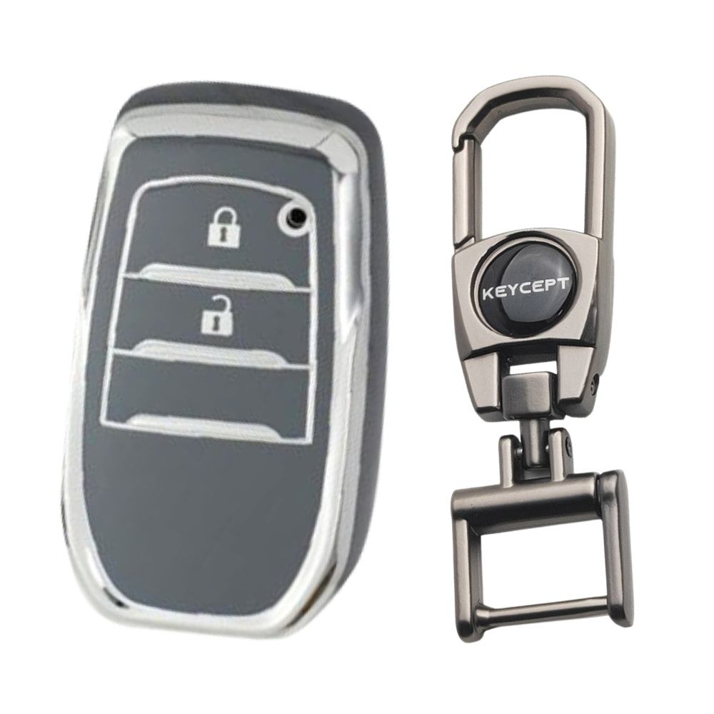 Toyota Silver Line TPU Key Cover with Keychain