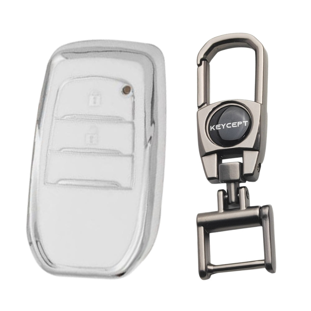 Toyota Silver Line TPU Key Cover with Keychain