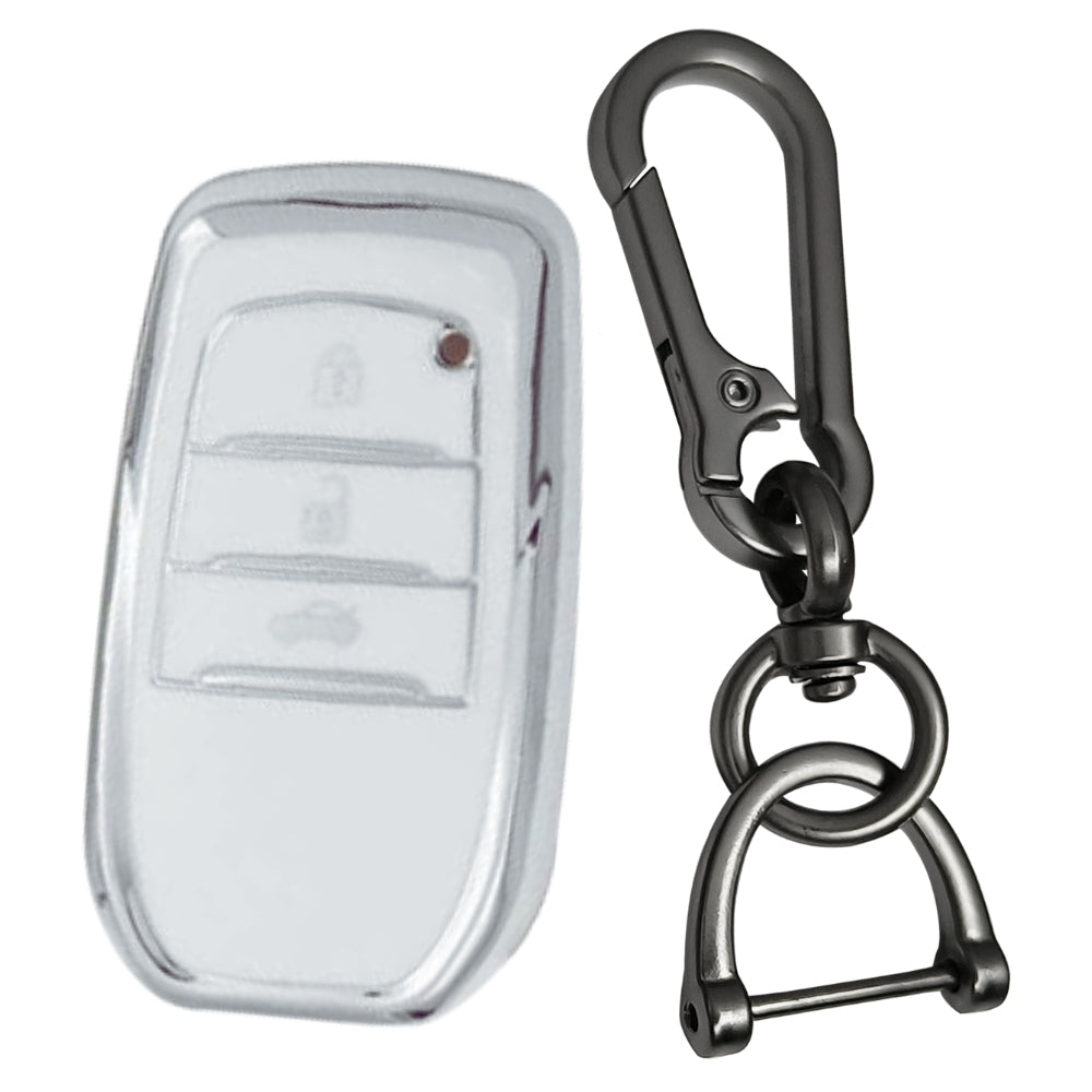 Toyota Silver Line TPU Key Cover with Keychain