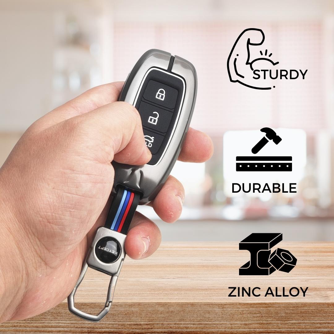 keycept metal alloy zinc gun key cover kona verna hyundai 2018 2019 2020 2021 2023 3 button smart key shell keychain silver